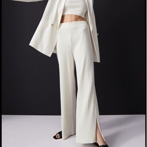 H&M Cream Ribbed Slit Pants
